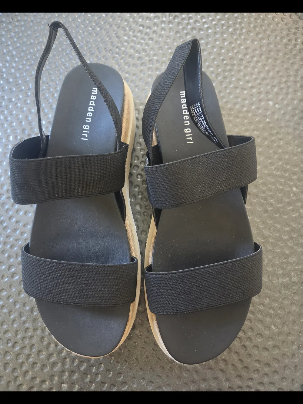 NWOT Madden Girl Black Elastic Strap Platform Sandals
